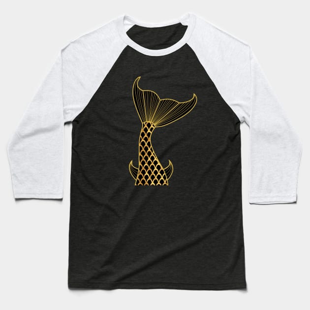 Mermaid Tail Gold Baseball T-Shirt by SartorisArt1